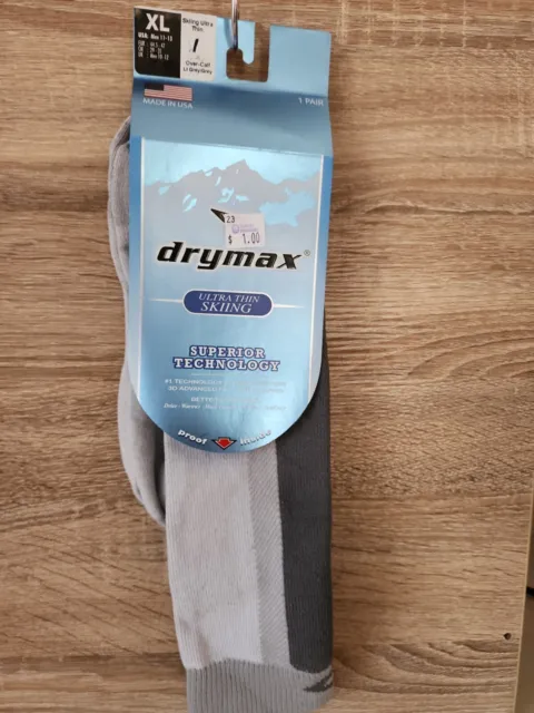 Drymax Ultra thin Men's Skiing Over the Calf Socks Grey XL, 1-Pair