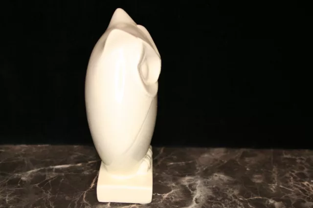 statue en porcelaine, ou céramique émaillée blanche - hibou - moderne 2