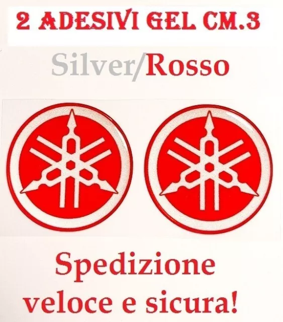 2 Adesivi 3M YAMAHA diapason Cm.3 Resinati morbidi scritta stemma logo MOTO 3D 