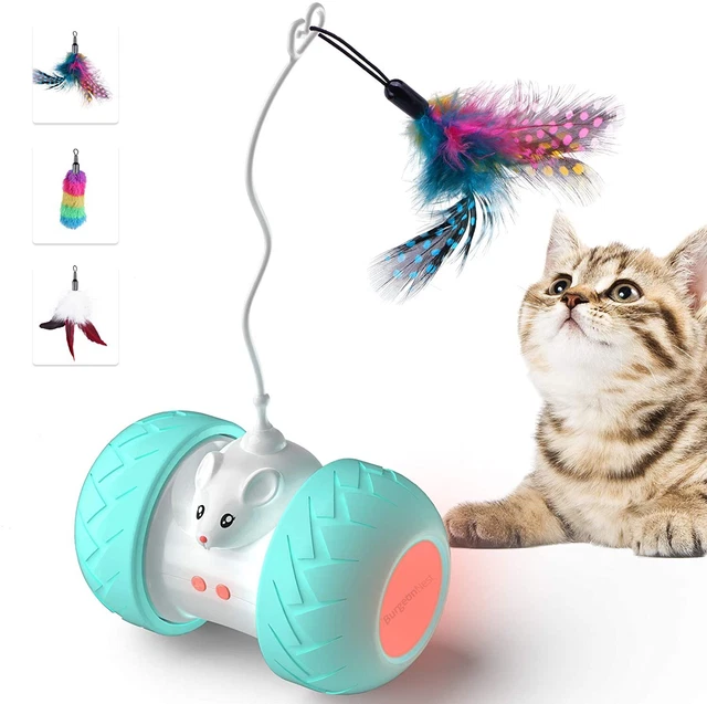Interactive Cat Toys Indoor Cats Automatic Kitten Toys Electronic Mouse Feathers