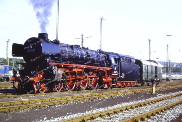 Dia slide Deutsche Bahn DB Dampflok 01 1100 Bw Stuttgart 1987 (D138)