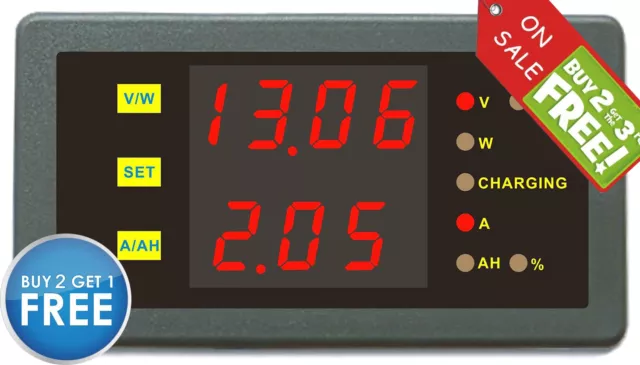 DC 120V 30A Amp Volt Combo Meter Battery Capacity Power Charge Discharge Monitor