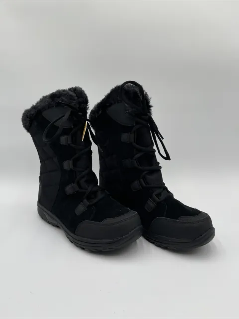 NWOB Columbia womens Ice Maiden II Snow Boot, Black/Columbia Grey Size 7.5
