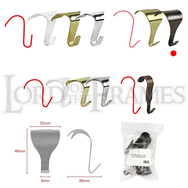 10 x ganci per stampaggio su rotaia antica cornice da appendere cornice 46x32 mm