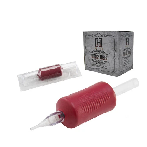 HELIOS Vintage Tattoo Tube & 1 "Red Grip Set 9 Round Liner Type Box of 20