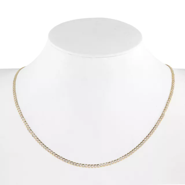 14K Two-Tone Gold Curb Link White Rhodium Diamond Cut Chain