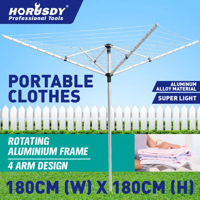 Outdoor Rotary Clothes Airer Dryer Foldable Umbrella Clothesline Folding Laundry