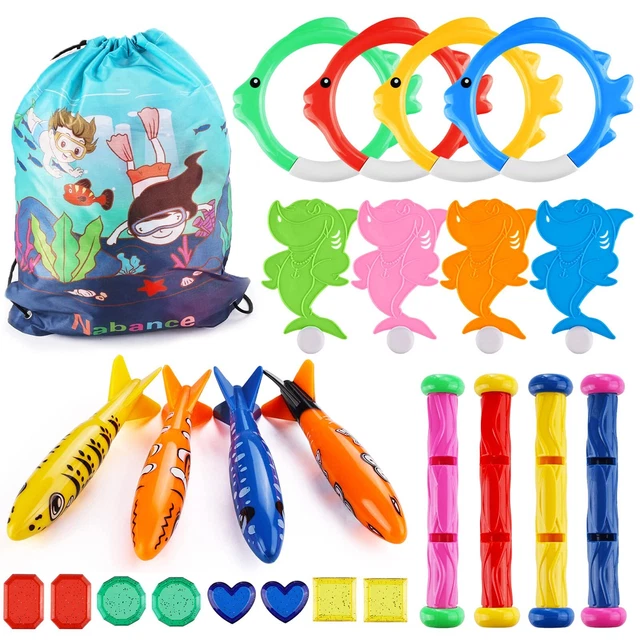 Nabance 25pcs Jouets de Plongée Bouee Piscine Jeux Piscine Toboggan Piscine J...