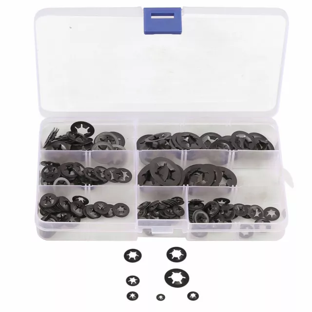 260pc Washers Star nut Metal Push On Locking Grab Fasteners Clips Assorted