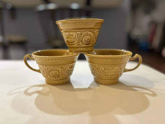 Vintage 1963 Canonsburg Pottery Gold Regency Ironstone Set of 3