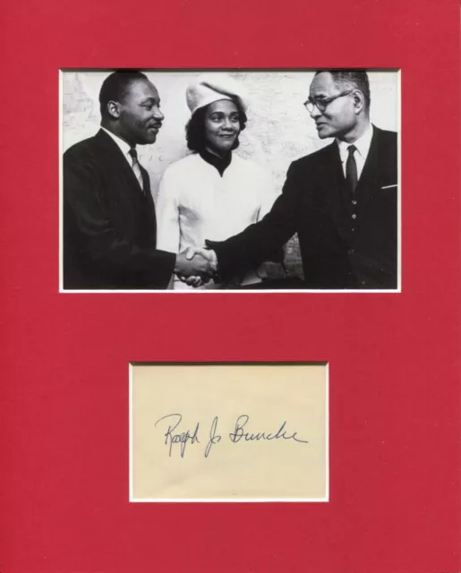 Ralph Bunche Nobel Peace Prize Civil Rights Signed Autograph Photo Display MLK