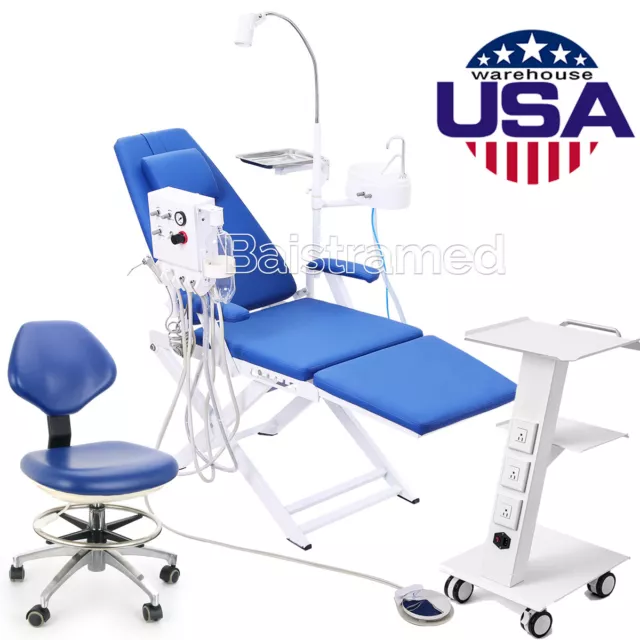 Portable Dental Folding Chair+Turbine Unit +LED light/Dentist Stool/Medical Cart