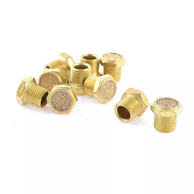 A● 10 Pcs Pneumatic 1/8" PT Male Thread Absorb Noise Exhaust Silencer Muffler