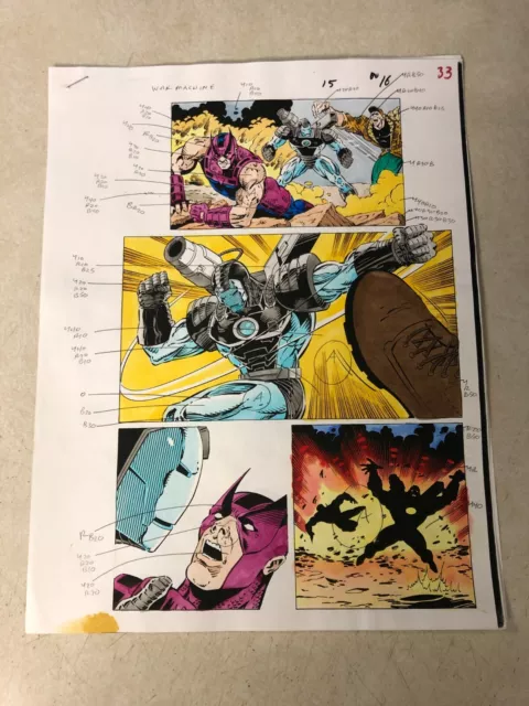 WAR MACHINE #15 ART color guide 1995 STUNNING WAR MACHINE HAWKEYE STRIKER BATTLE