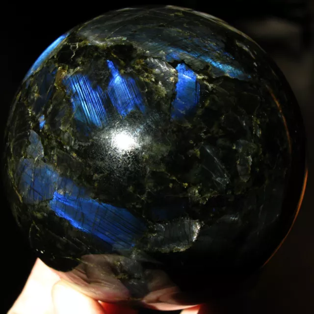 Rare sphère spectrolite finlandaise 95 mm (labradorite)