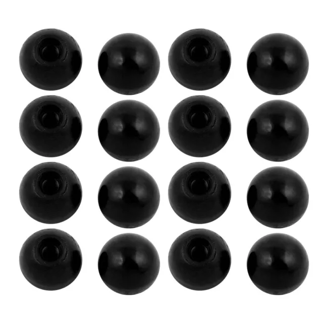 16Pcs Black Plastic Round Handle Ball Knob M5 Threaded 20mm Dia Machine Tools