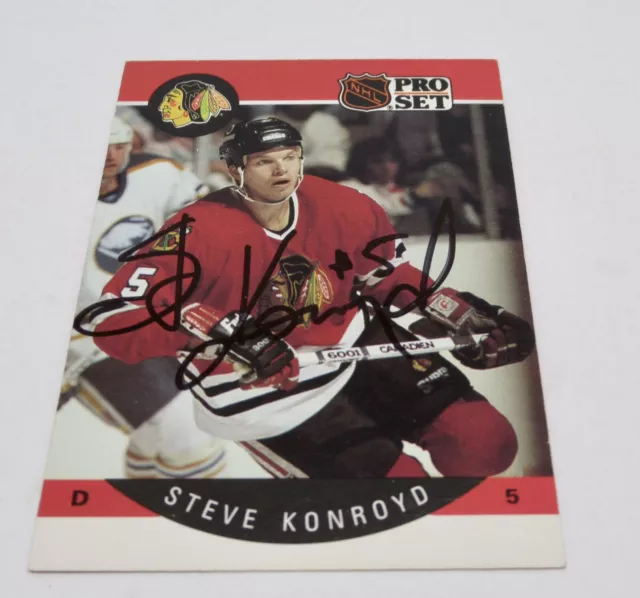 Steve Konroyd (Signed)1990 Chicago BLACKHAWKS Hockey Trading Card Pro Set # 52