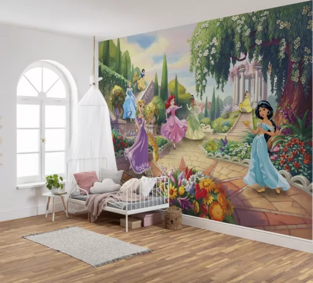 Niña Dormitorio Disney Caracteres Foto Mural Pintado Verde Decoración Princesa