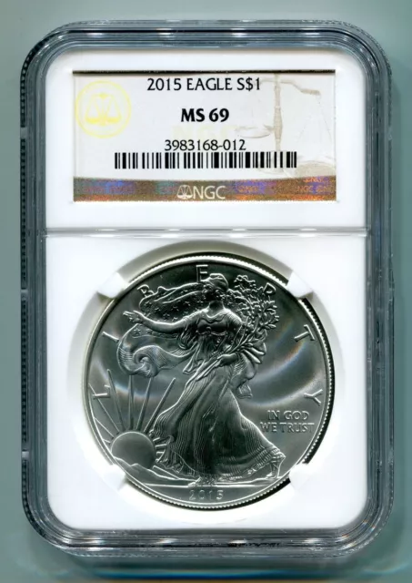 2015 American Silver Eagle Ngc Ms69 Classic Brown Label As Shown Premium Quality