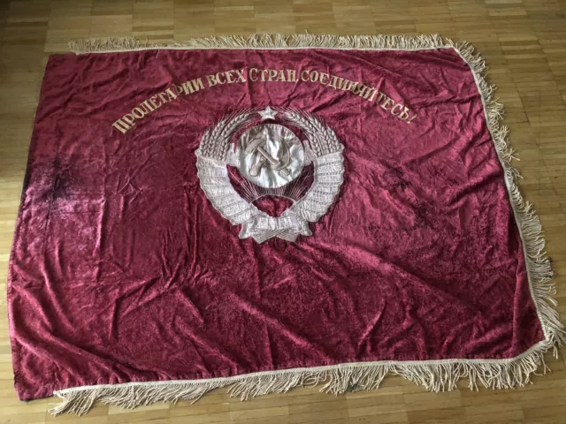 UDSSR CCCP Sowjetunion Rote Fahne Flagge Seide Einseitig bestickt 160x120cm
