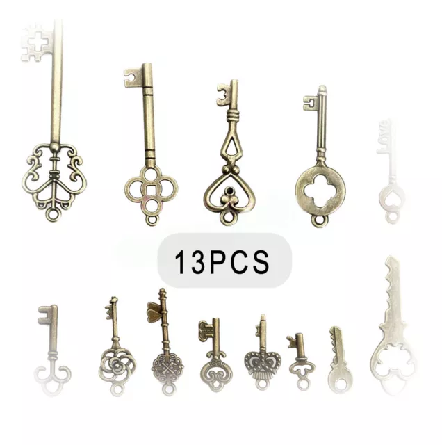 13Pcs Vintage Old Look Keys Bronze Tone Pendant Mix Jewelry Alloy Accessories 3