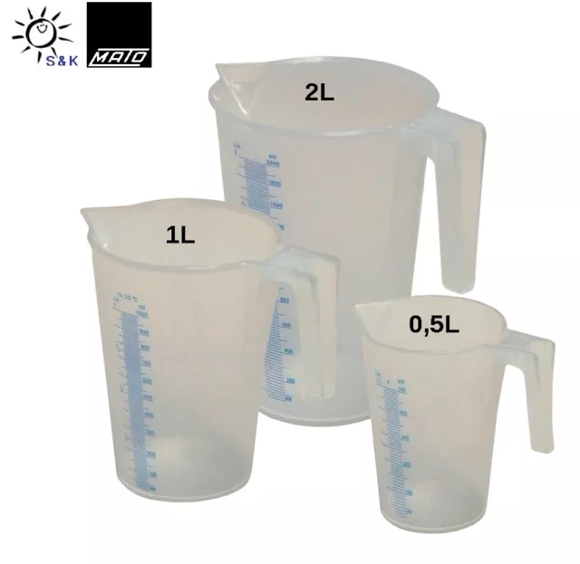 Mato Messbecher / Messkannen Set 3-teilig 0,5 / 1 / 2 Liter transparent , stabil