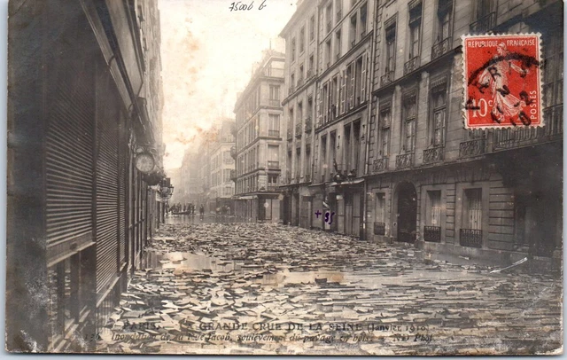 75005 PARIS - crue de 1910 - perspective de la rue jacob
