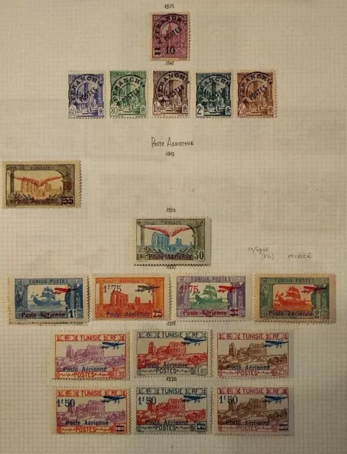 Tunisie Lot de timbre neuf **/*/o Années 1929 à 1930 poste aérienne et préos