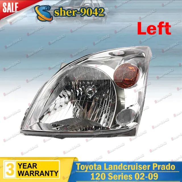 For Toyota Landcruiser Prado 120 Series 02~09 Chrome Headlights SUV LH LHS