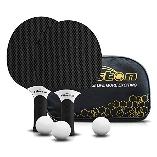 Senston Tischtennisschläger Set, professionelle Tischtennisschläger mit 3 Bällen,
