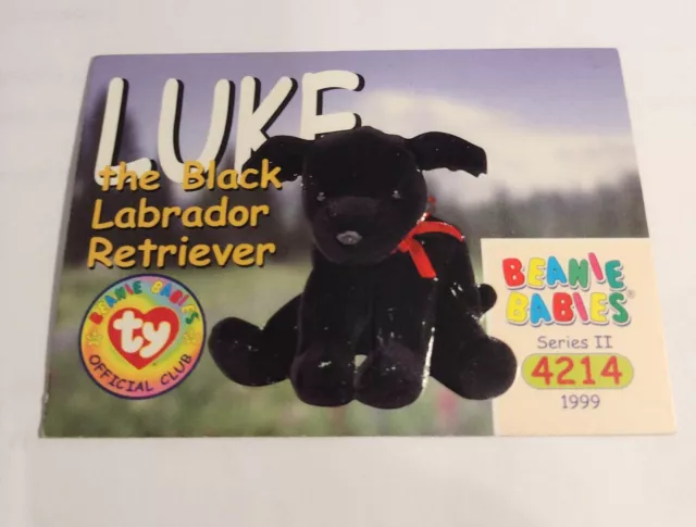 TY Beanie Babies BBOC Card Luke the Black Labrador Retriever Series 2 Common EXC