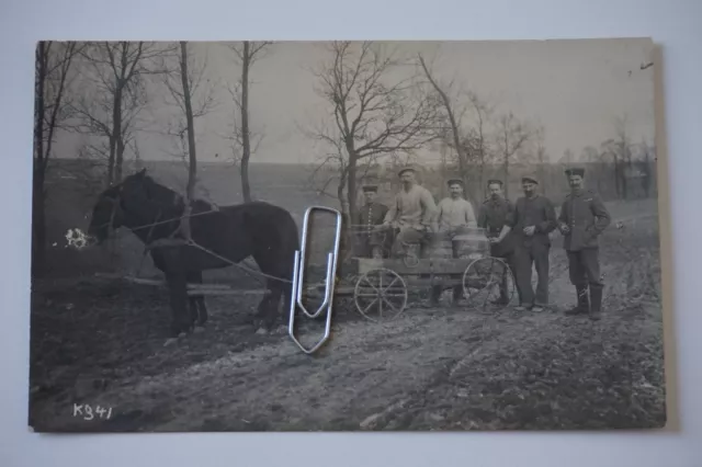 d#191 Foto-AK Soldaten mit Pferd Versorgung Nachschub beschriftet 2