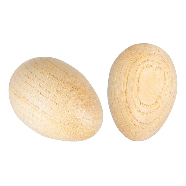 Wooden Maracas  Shakers Musical Percussion Instrument Eggs 2pcs Beige N8Z6