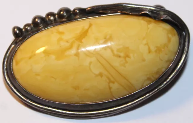 🇼 925er Silber Brosche Butterscotch Bernstein Schmuck - 4,5 x 2,7 cm / 14,91 g