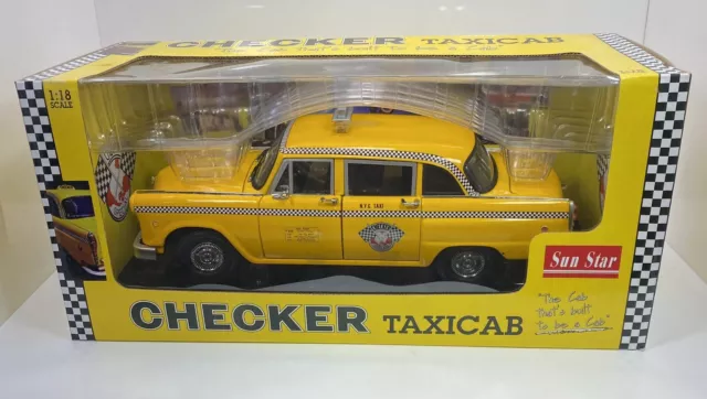 SunStar 1/18 Scale 1981 NY CITY YELLOW TAXI CAB”Very Detailed & Rare”