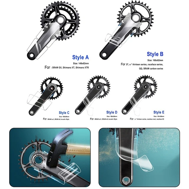 WAZUBC Kit De 2 Films De Protection Transparent Pour Manivelle De Vélo – Résiste Aux Rayures Et S’adapte à La Plupart Des Pédaliers