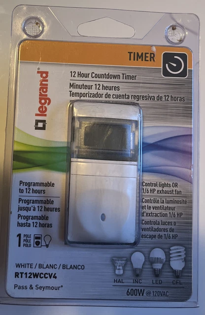 LEGRAND DIGITAL 12 Hour Programmable Countdown Timer | White ...