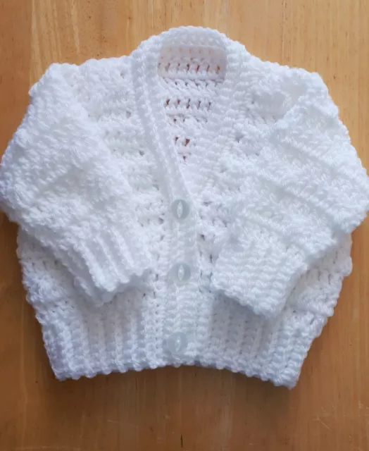 Handmade Hand Crocheted Unisex Baby Bobble Cardigan various colours 100% Acrylic