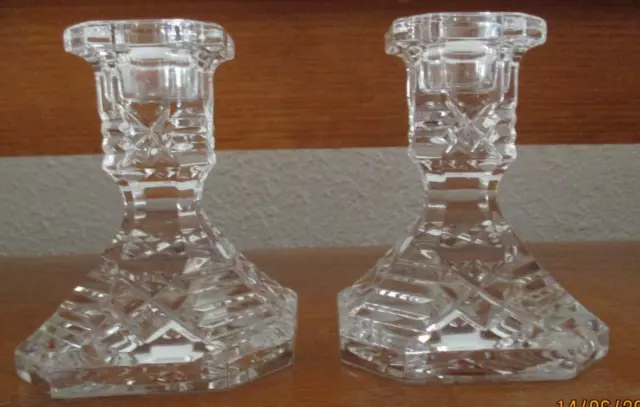 Waterford Crystal, 4 in. Octagonal Single Light Candlesticks - Set of Two