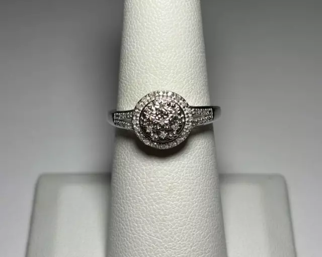 .925 Sterling Silver 1/10cttw Genuine Diamond Ring Size 7 NEW "OJ"