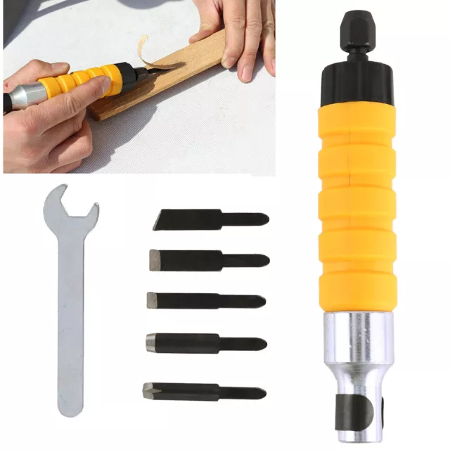 7PCS Chisel Power Wood Carving Tools Woodworking Spanner Electric Machine Setↆ