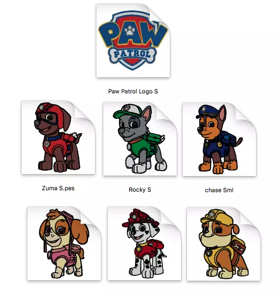 Paw Patrol Brother Machine Embroidery Designs PES CD,USB