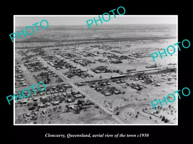 OLD 8x6 HISTORIC PHOTO OF CLONCURRY QUEENSLAND AERIAL VIEW OF THE TOWN c1950