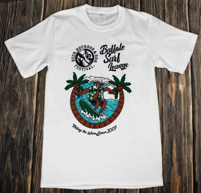 Buffalo Surf Lounge Beer, Bourbon & BBQ Festival White T Shirt Mens Sz. S NEW