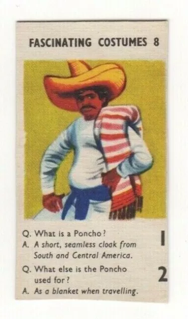 Anonymous Cereal Card. Fascinating Costumes. Poncho of Mexico