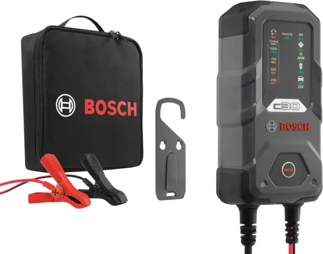 Bosch C30 Caricabatterie per Auto, 6V-12V / 3,8A, Carica Di Mantenimento - per B