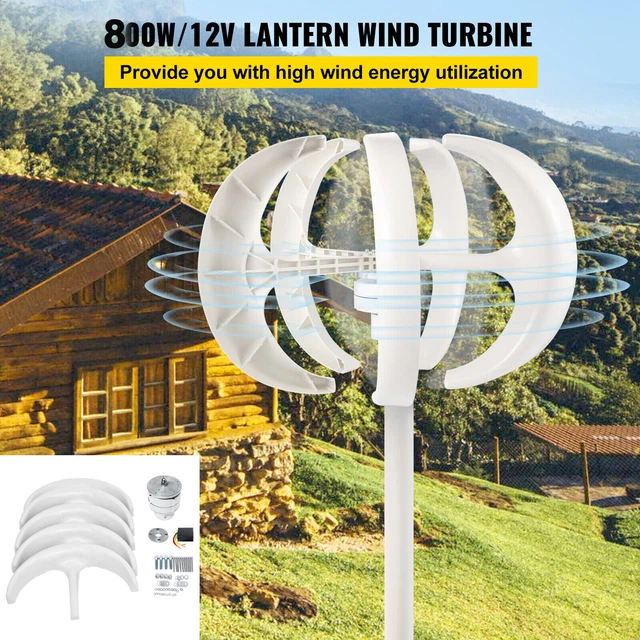 800W 12V/24V Linterna Turbina Eólica Generador Turbina Vertical Generador DE