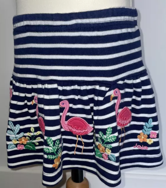 JoJo Maman Bebe Navy Stripe Flamingo Skort Girl's Size 6-12 Month