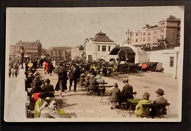 Brighton Postcard C1920 Real Photo Concert At The Aquarium Hand Tint Sussex