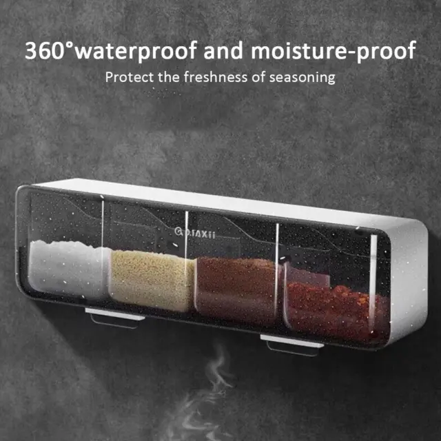 fr Wall Mounted Seasoning Box Salt Pepper Spice Storage Container (Clear A)